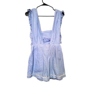6 Shore Road by Pooja Blue Short Romper Shoulder Straps with ruffle Size Med